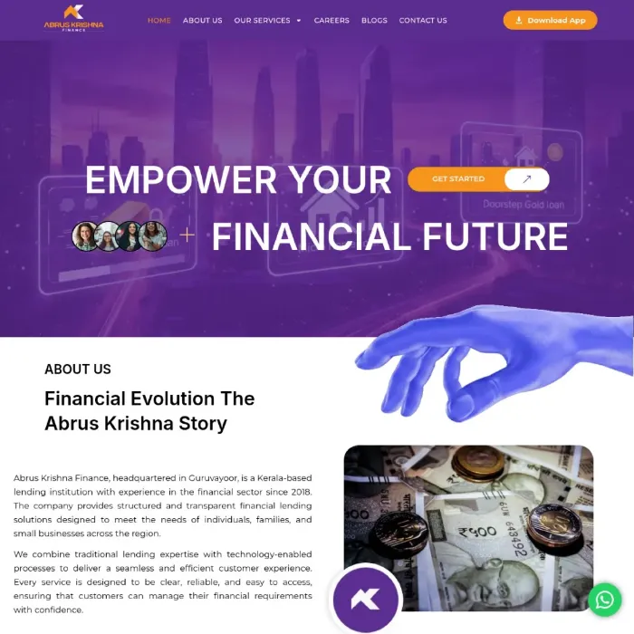 Abrus Krishna Finance — WordPress Development website homepage screenshot