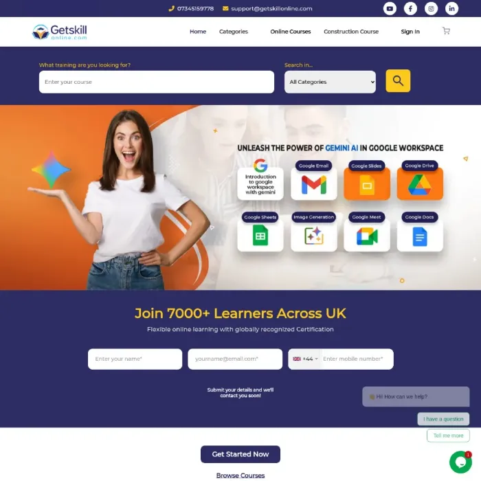 GetSkill Online website homepage screenshot