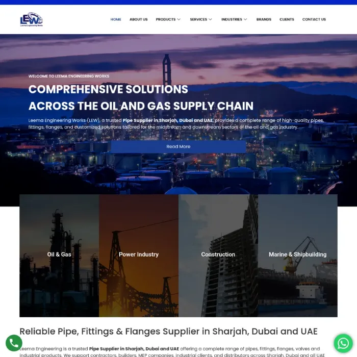 Leema Engineering website homepage screenshot